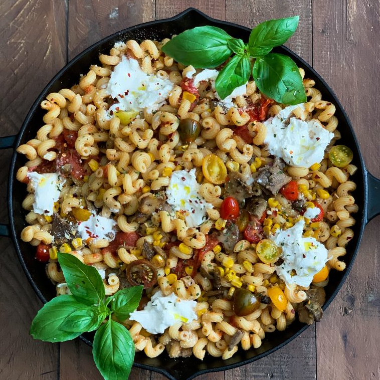 Mushroom, Corn & Cherry Tomato Pasta